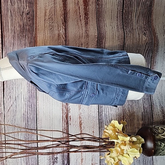 NEW VINTAGE L.L.BEAN BLUE LONG SLEEVE BUTTON-UP CROPPED JACKET - Picture 3 of 16